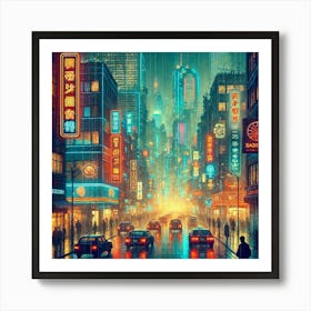 City At Night 1 Art Print