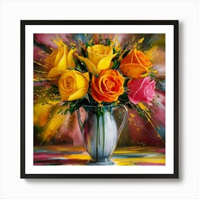 Roses In A Vase 7 Art Print