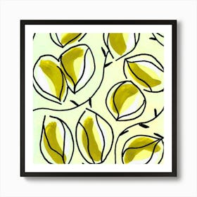 Seed Pods Square Golden Yellow Art Print