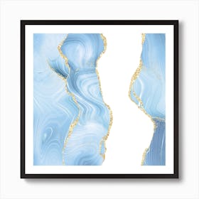 Blue & Gold Glitter Agate Texture 07 Art Print