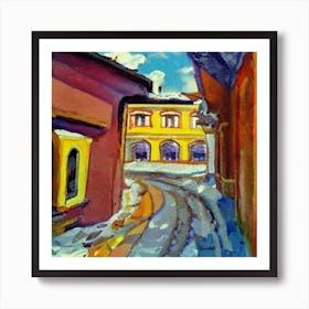 Street Scene In Czech Republic Art Print