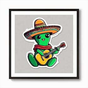 Cactus Playing Guitar 18 Art Print