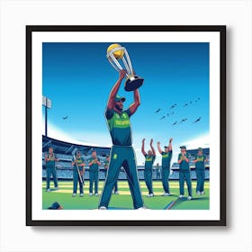 Cricket Players Celebrating Art Print