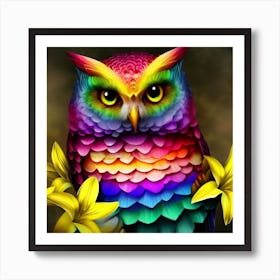 Rainbow Owl 11 Art Print