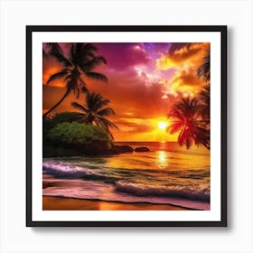 Sunset On The Beach 160 Art Print