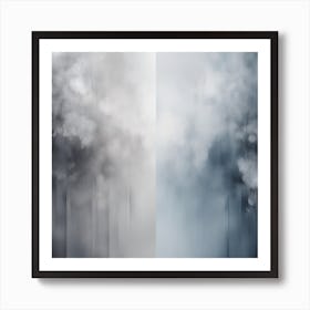 Abstract Minimalist Painting That Represents Duality, Mix Between Watercolor And Oil Paint, In Shade (43) Art Print