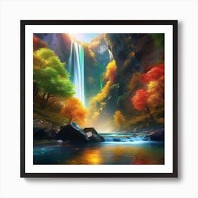 Waterfall In The Forest 38 Art Print