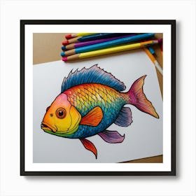 Fish Coloring Page 1 Art Print