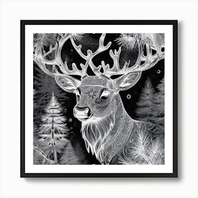 Blank & White Deer Art Print