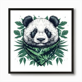 Panda Bear With Leaves 1 Art Print