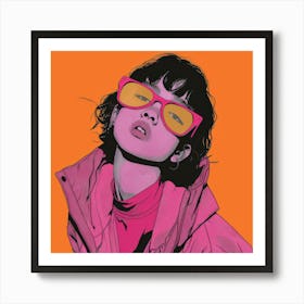 Pink Girl With Sunglasses Art Print