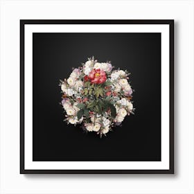 Vintage Provins Rose Flower Wreath on Wrought Iron Black n.0732 Art Print