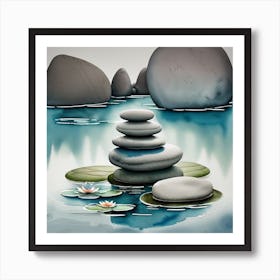 Zen Stones Watercolor Art Print