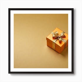 Gift Box On Gold Background 1 Art Print