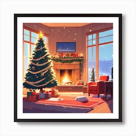 Christmas Tree In The Living Room 42 Art Print