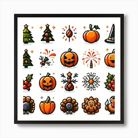 Halloween Icon Set 3 Art Print