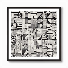 Abstract Geometric Patterns In Monochrome 3 Art Print