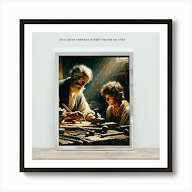 The Master and The Disciple Oil on Canvas rare find Art Print