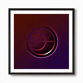 Geometric Neon Glyph on Jewel Tone Triangle Pattern 001 Art Print