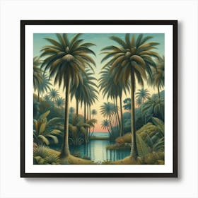 Palm Trees At Sunset 1 Art Print