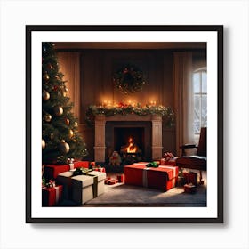 Christmas Tree In The Living Room 71 Art Print