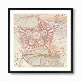 Hand Drawn Floral Mandala 09 Art Print