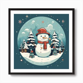 Snowman In The Snow 10 Art Print