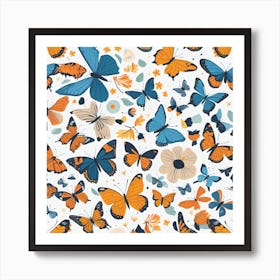 Seamless Pattern With Butterflies 2 Art Print