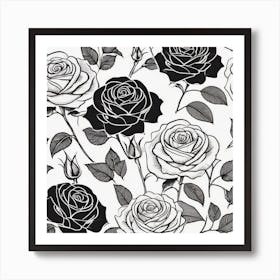 Black And White Roses 5 Art Print