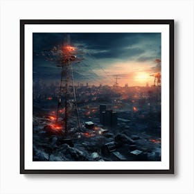 City In Flames Art Print