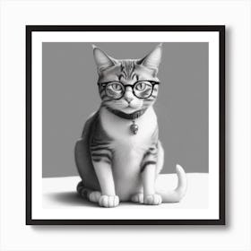 Cat With Glasses Art Print