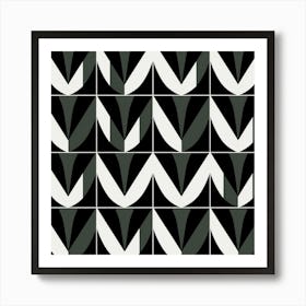 Abstract Black And White Geometric Pattern Art Print