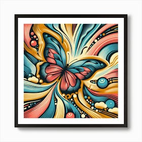 Colourful Ornate Butterfly Abstract VI Art Print