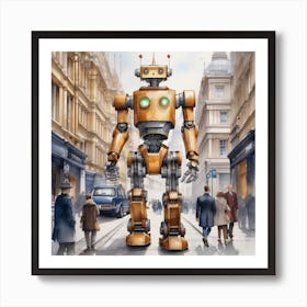 Robot On The Street 51 Art Print