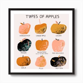 Types Of Apples Square Art Print