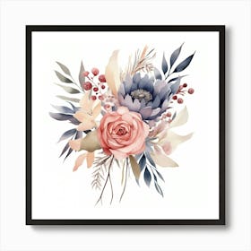 Watercolor Bouquet Of Flowers 1 Art Print