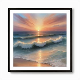 Sunset At The Beach Paintings Art Print 5 Art Print