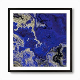 Blue And Gold Abstract Painting 5 Art Print