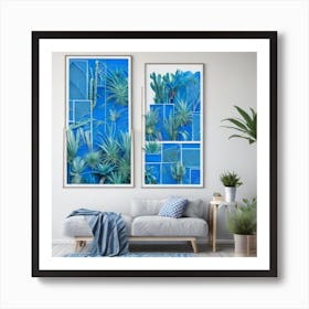 Blue Cactus Jardin Majorelle Morocco Art Print