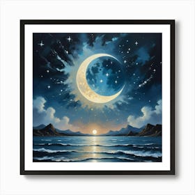 Moon And The Stars Art Print 3 Poster