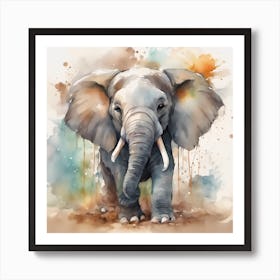 Elephant Watercolor Painting Art Print