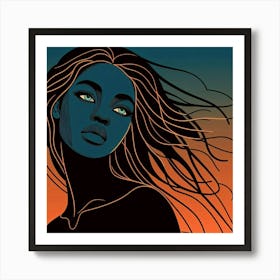 Woman With Long Hair Art Print