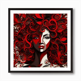 3d Woman With Red Hair Art Print