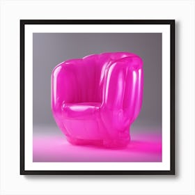 Furniture Design, Tall Armchair, Inflatable, Fluorescent Viva Magenta Inside, Transparent, Concept P (3) Art Print
