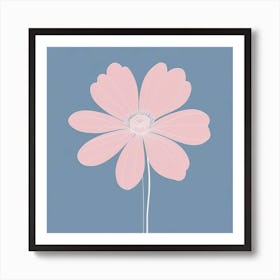 A White And Pink Flower In Minimalist Style Square Composition 56 Art Print