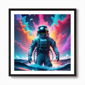 Astronaut In Seas 2 Art Print