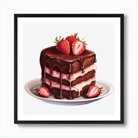 Chocolate Cake With Strawberries 6 Art Print