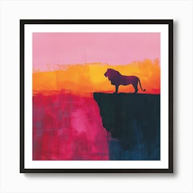 Lion On The Cliff Canvas Print Art Print