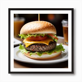 Burger On A Plate 8 Art Print