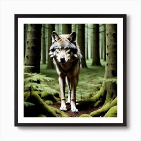 Wolf In The Forest 50 Art Print